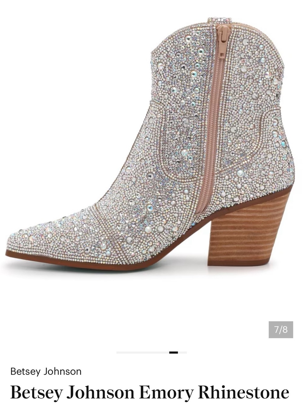 NIB Betsey Johnson Emory Rhinestone Silver Ankle Western Boots Size 8 - Picture 2 of 14